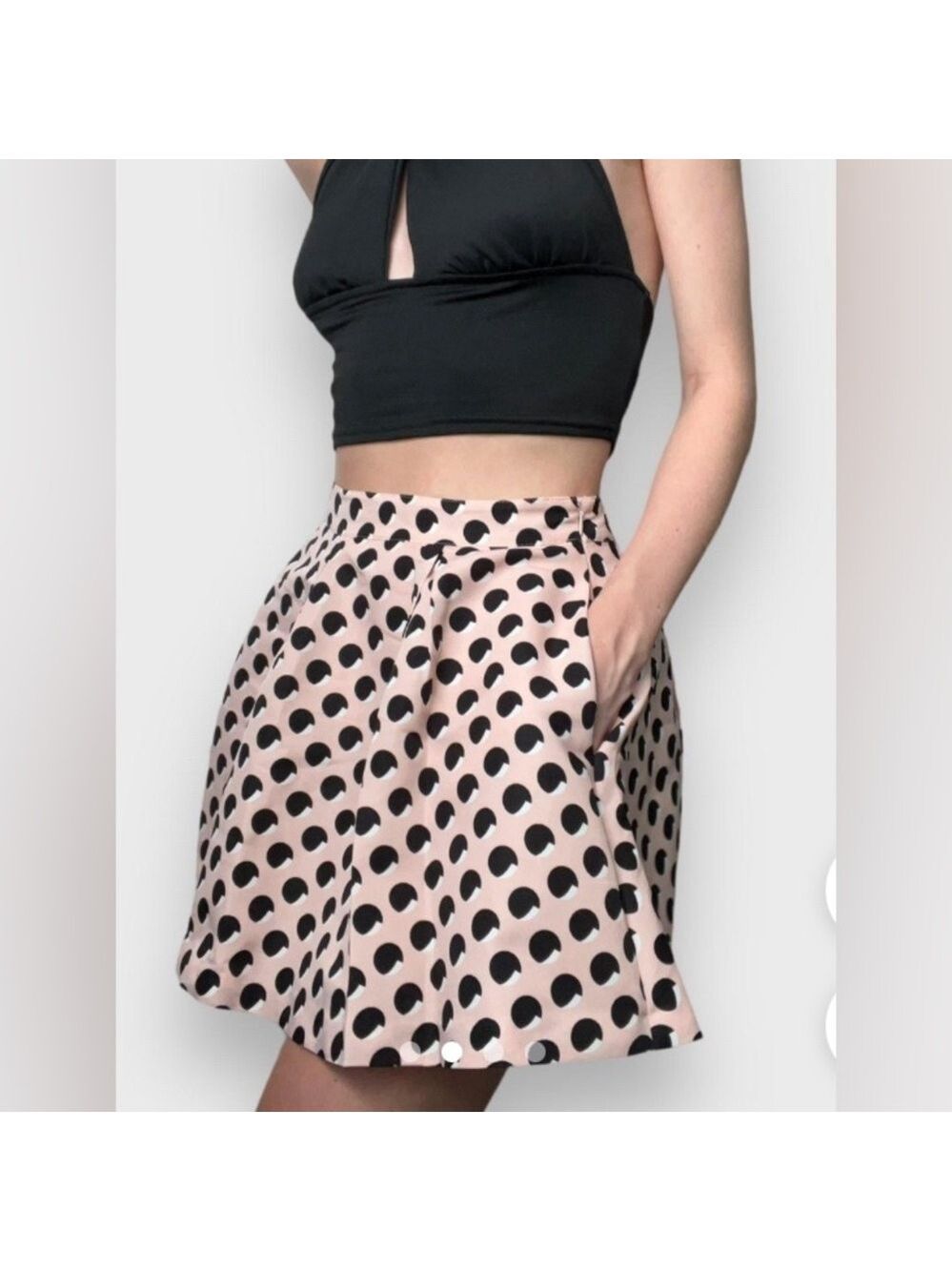 Forever 21 Pink/Black Polka Dot Mini Bubble Skirt size 30